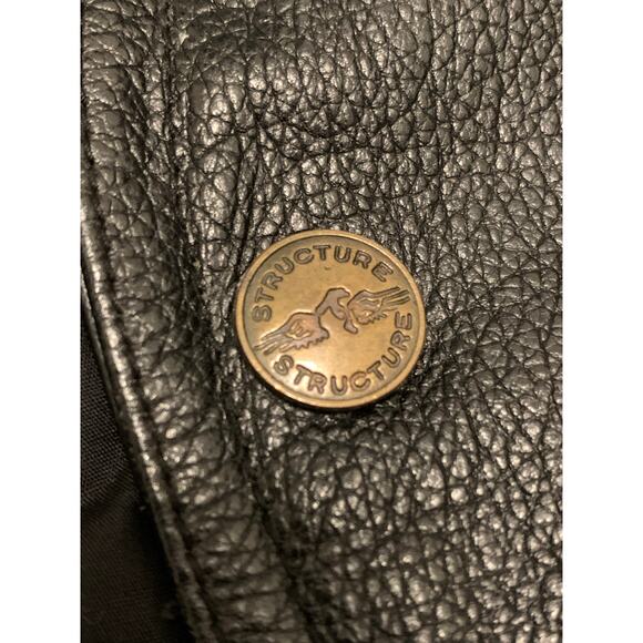 Vintage Structure genuine leather biker motorcycle vest black sz L - Picture 5 of 8